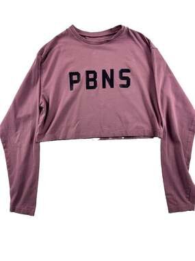 Alphalete PBNS Oversized Crop Top Long Sleeve Purple Mauve Echo Workout Small